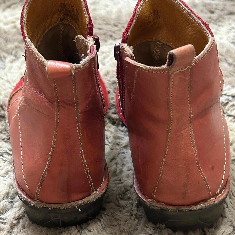 Spring Step Women’s Red Leather Patchwork Zipper … - image 7